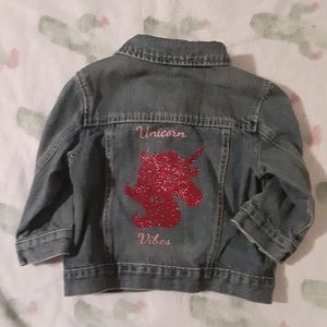 toddler girl Osh Kosh denim jacket glitter pink 24